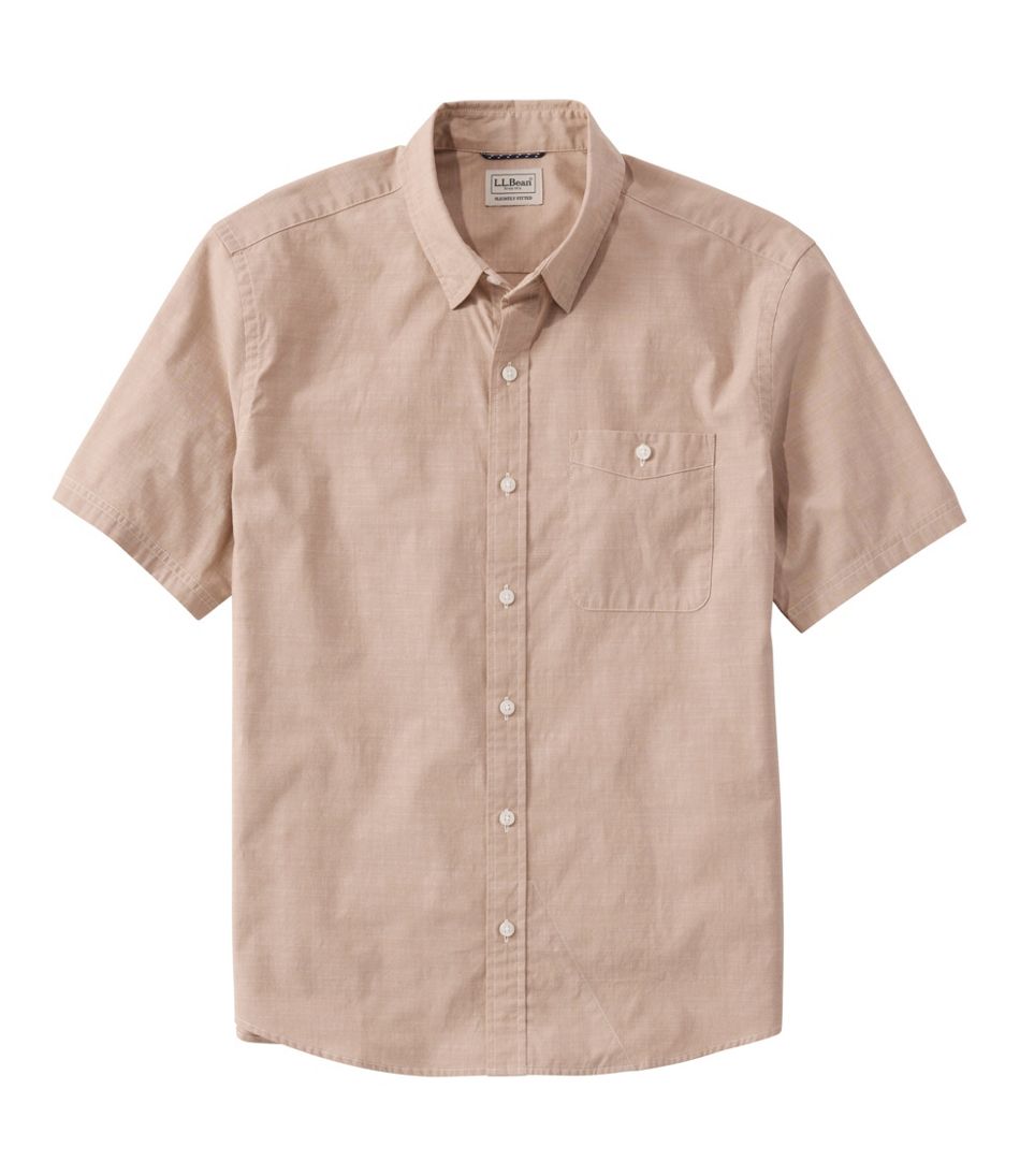 Men's Comfort Stretch Performance® Chambray Shirt, Short-Sleeve, Slightly Fitted Untucked Fit | L.L.Bean Everyday