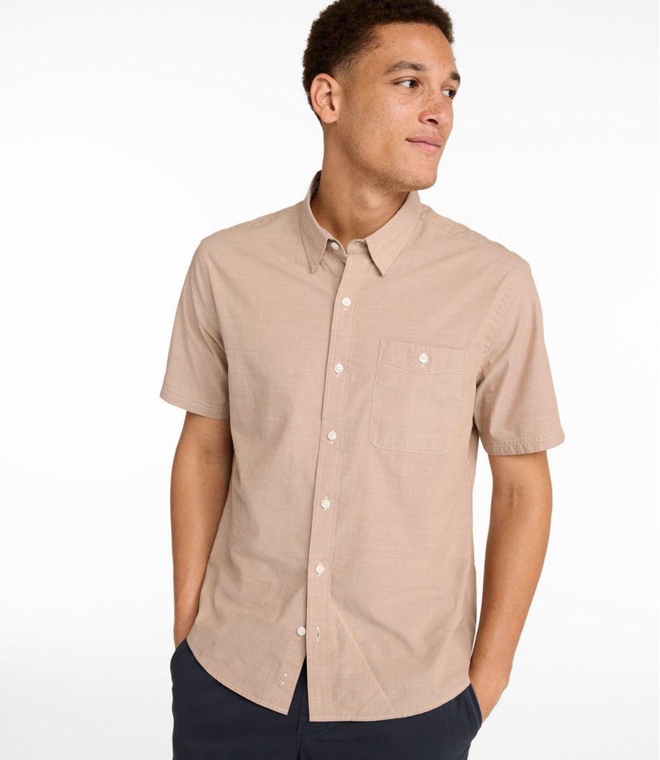 Men's Comfort Stretch Performance® Chambray Shirt, Short-Sleeve, Slightly Fitted Untucked Fit | L.L.Bean Everyday