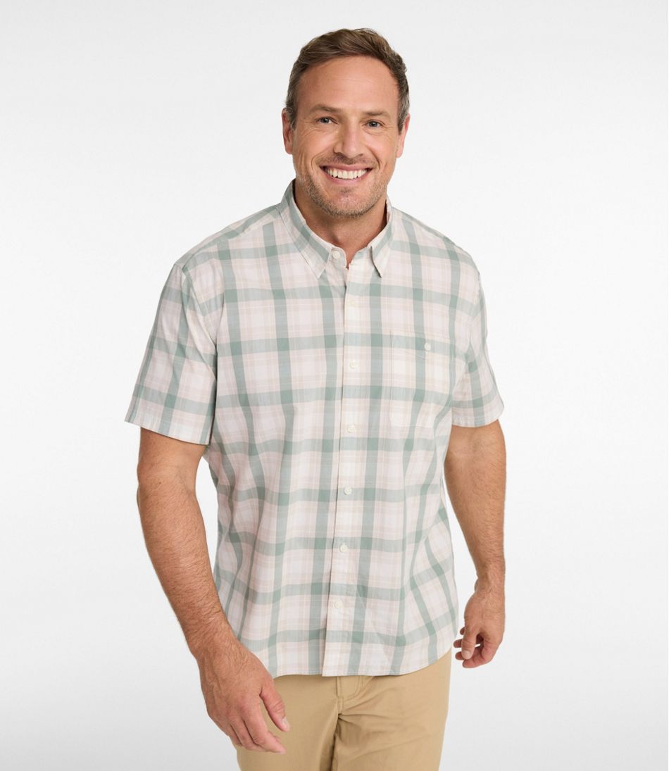 Men's Comfort Stretch Performance® Chambray Shirt, Short-Sleeve, Slightly Fitted Untucked Fit, Plaid | L.L.Bean Latest