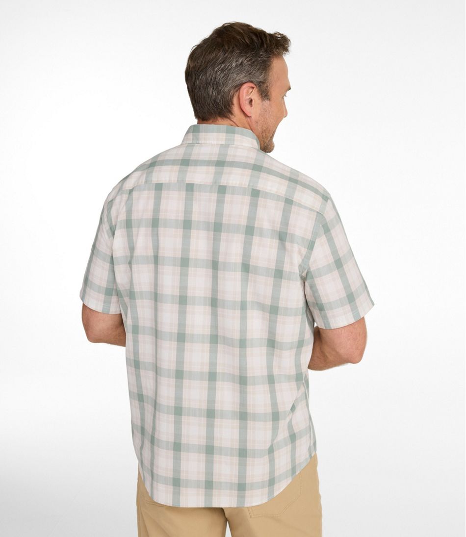 Men's Comfort Stretch Performance® Chambray Shirt, Short-Sleeve, Slightly Fitted Untucked Fit, Plaid | L.L.Bean Latest