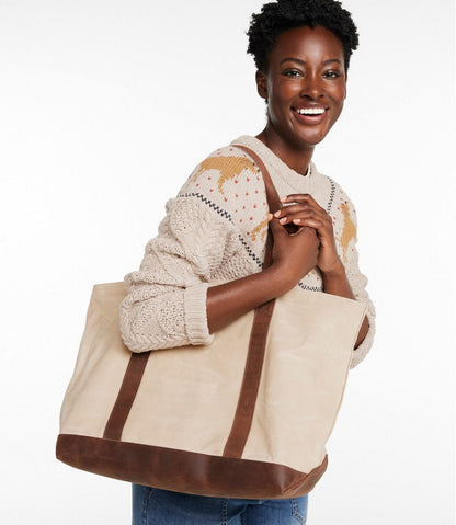 Leather-Trim Waxed Canvas Tote | L.L.Bean Great Value