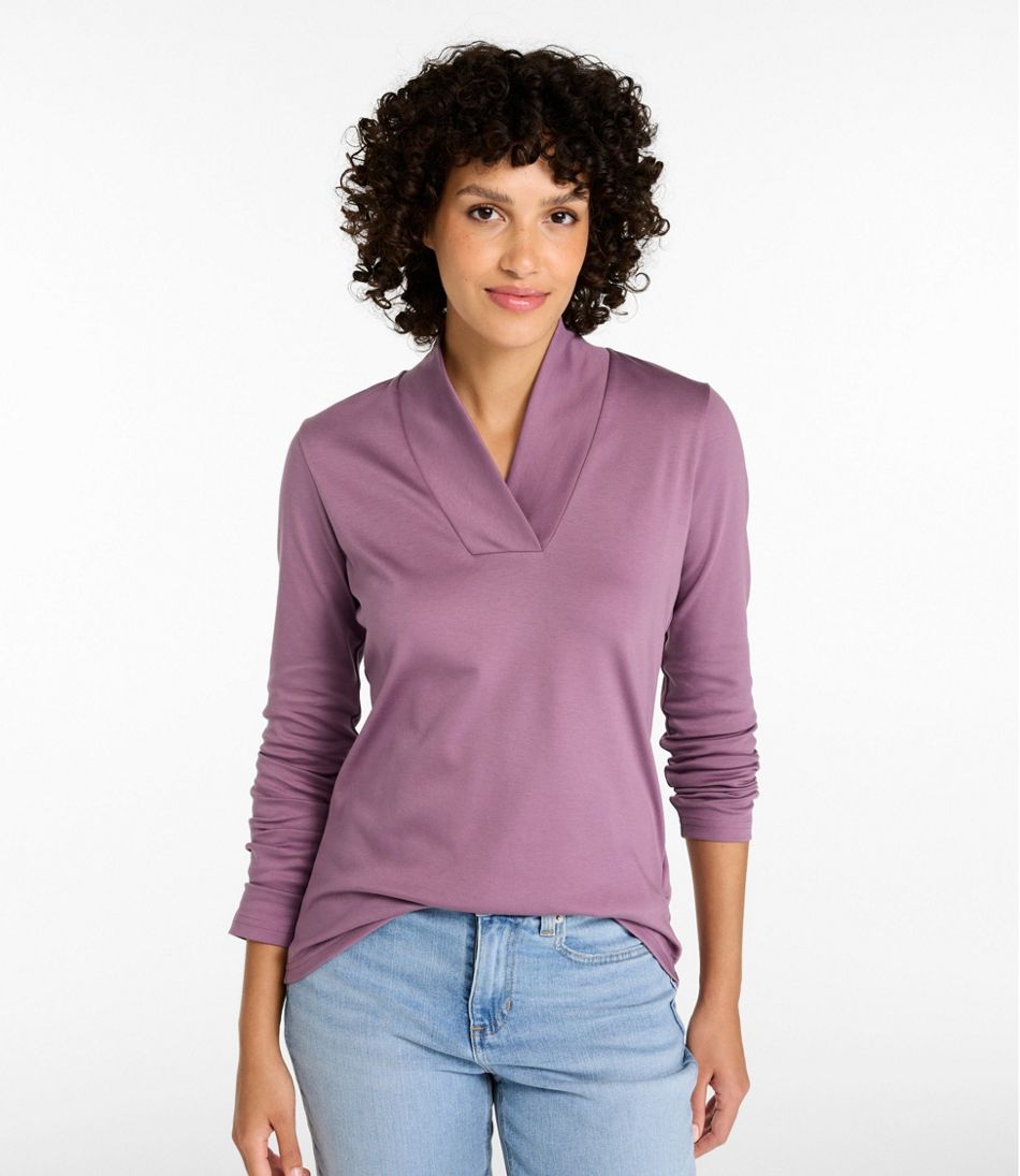 Women's Pima Cotton Tee, Shawl Long-Sleeve | L.L.Bean Essential
