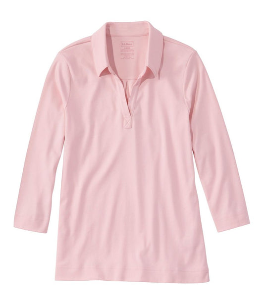 Women's Pima Cotton Tee, Three-Quarter-Sleeve Polo | L.L.Bean Value