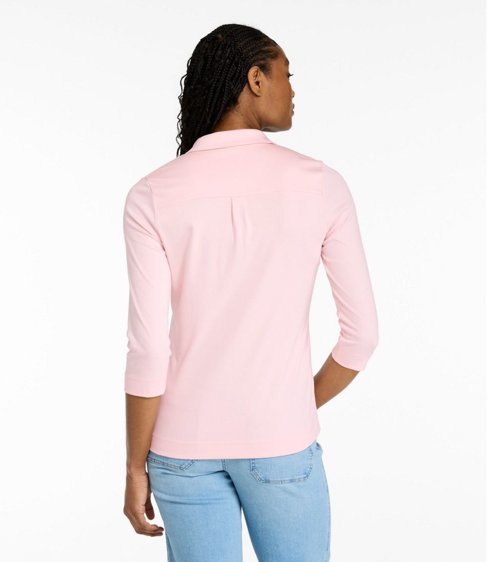 Women's Pima Cotton Tee, Three-Quarter-Sleeve Polo | L.L.Bean Value