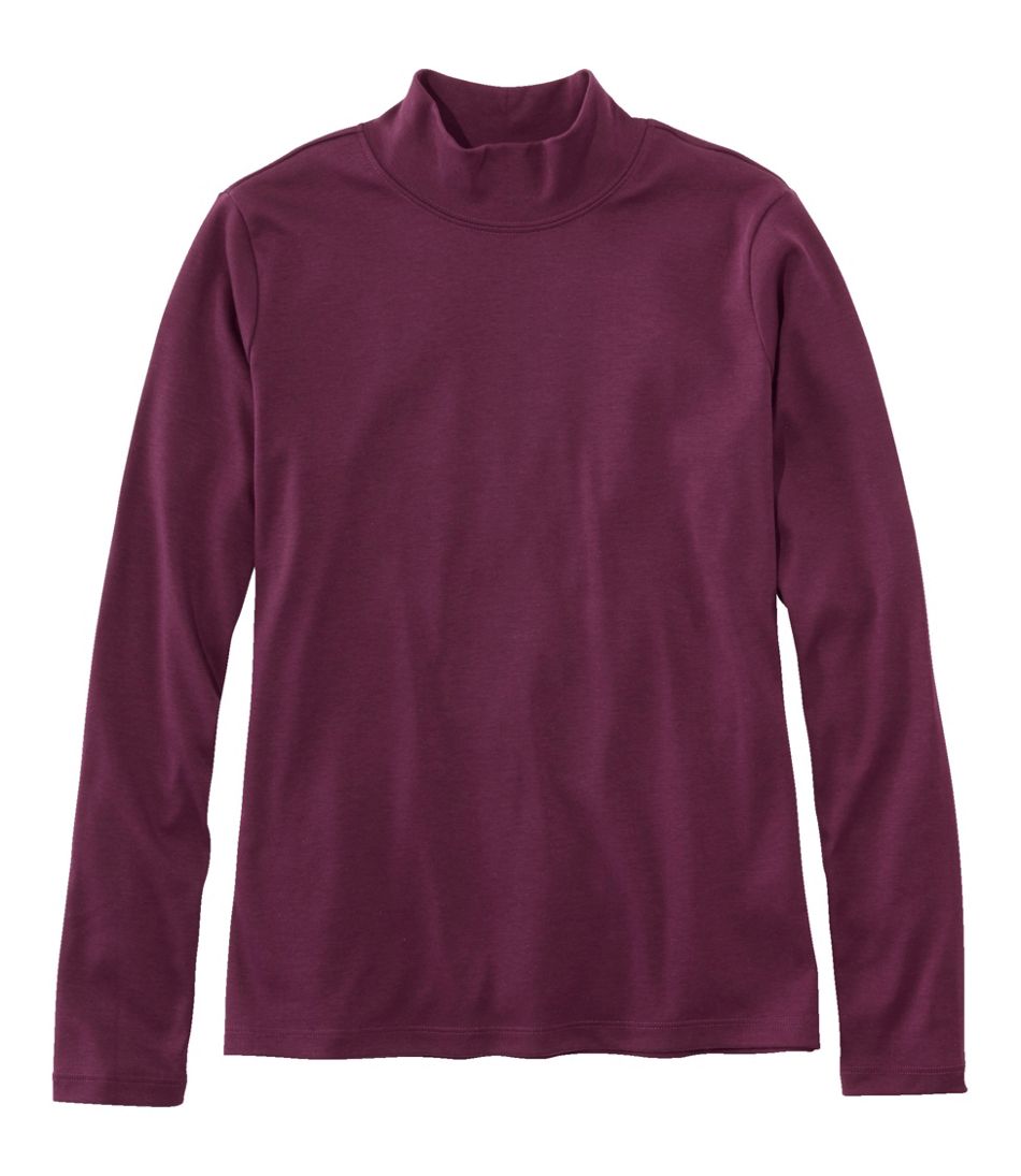 Women's Pima Cotton Tee, Long-Sleeve Mockneck | L.L.Bean Great Value