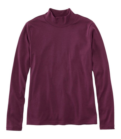 Women's Pima Cotton Tee, Long-Sleeve Mockneck | L.L.Bean Great Value