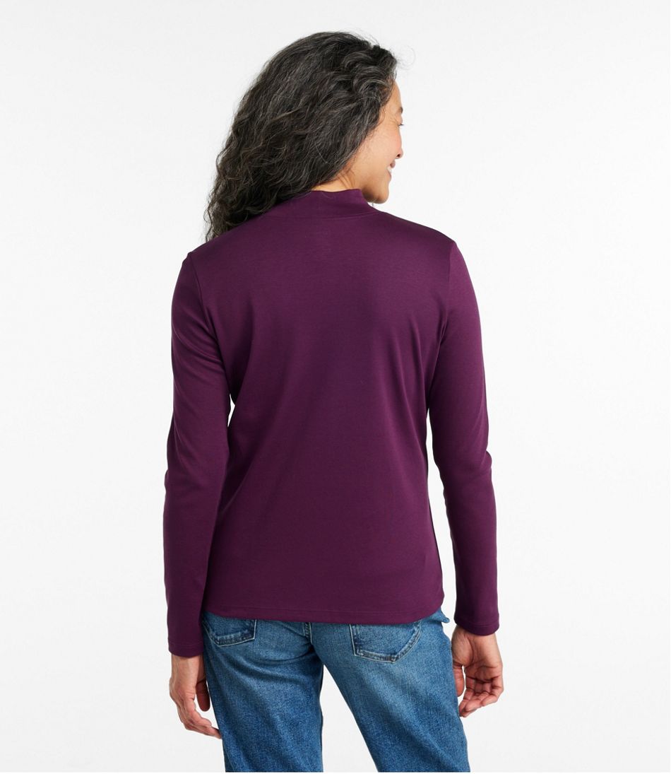Women's Pima Cotton Tee, Long-Sleeve Mockneck | L.L.Bean Great Value