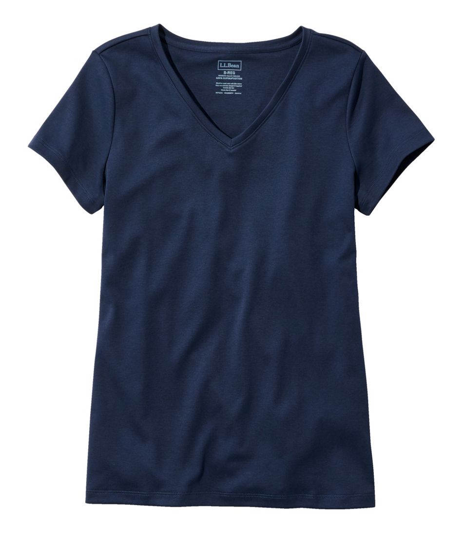 Women's Pima Cotton Shaped V-Neck, Short-Sleeve | L.L.Bean Latest