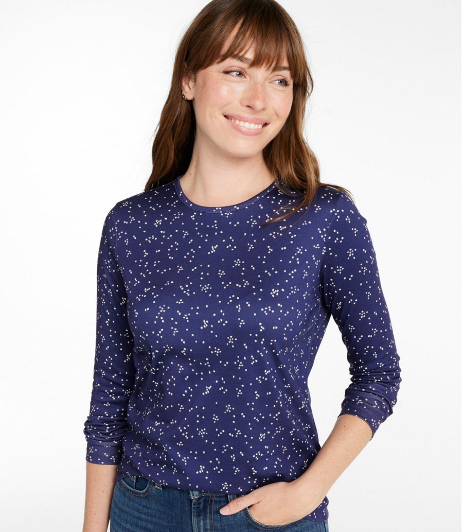 Women's Pima Cotton Tee, Long-Sleeve Crewneck Print | L.L.Bean Featured