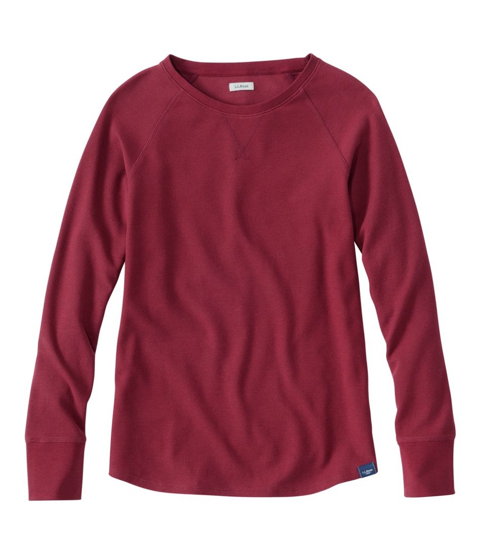 Women's Unshrinkable Mini-Waffle Tee, Long-Sleeve Crewneck | L.L.Bean Popular