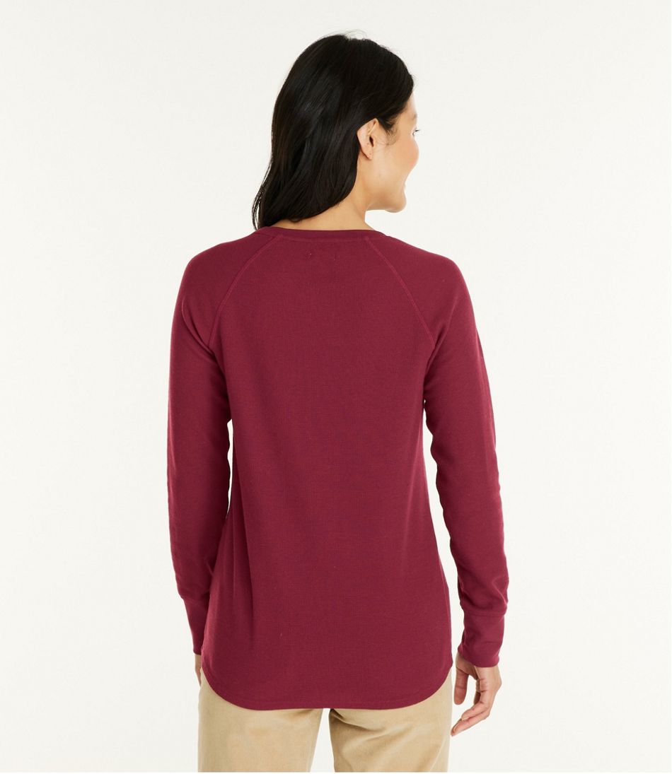 Women's Unshrinkable Mini-Waffle Tee, Long-Sleeve Crewneck | L.L.Bean Popular
