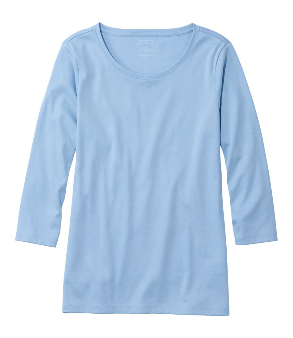 Women's Pima Cotton Shaped Tee, Three-Quarter-Sleeve Jewelneck | L.L.Bean Recommended