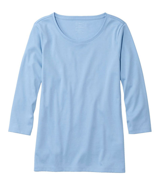 Women's Pima Cotton Shaped Tee, Three-Quarter-Sleeve Jewelneck | L.L.Bean Recommended