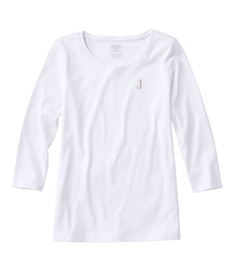 Women's Pima Cotton Shaped Tee, Three-Quarter-Sleeve Jewelneck | L.L.Bean Recommended