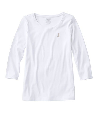 Women's Pima Cotton Shaped Tee, Three-Quarter-Sleeve Jewelneck | L.L.Bean Recommended