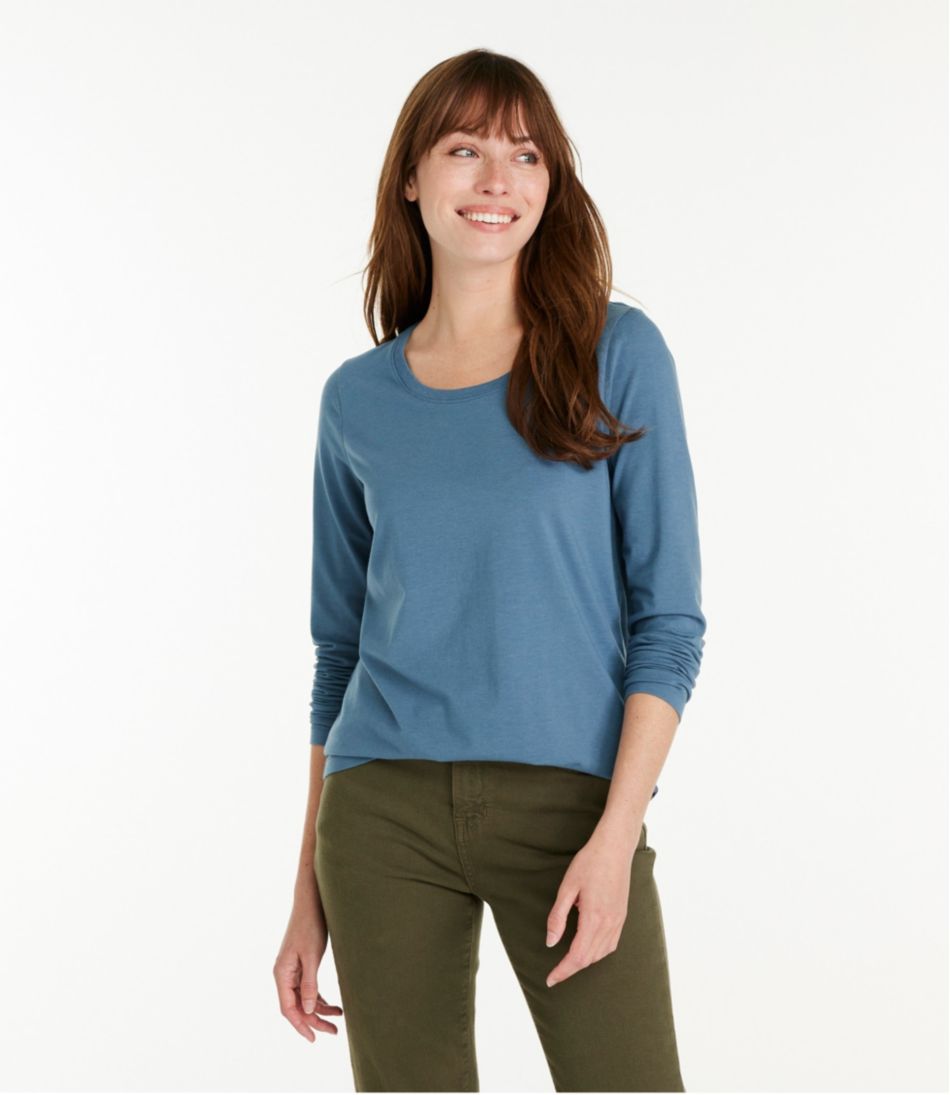 Women's Soft Stretch Supima-Blend Tee, Scoopneck Long-Sleeve | L.L.Bean Everyday