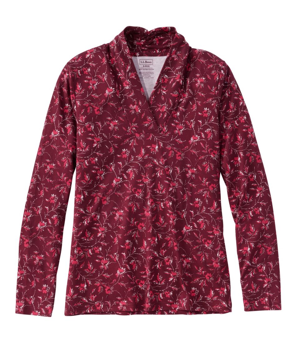 Women's Pima Cotton Tee, Shawl Long-Sleeve Print | L.L.Bean Popular