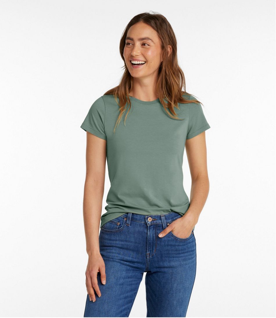 Women's Soft Stretch Supima-Blend Tee, Crewneck Short-Sleeve | L.L.Bean Trending