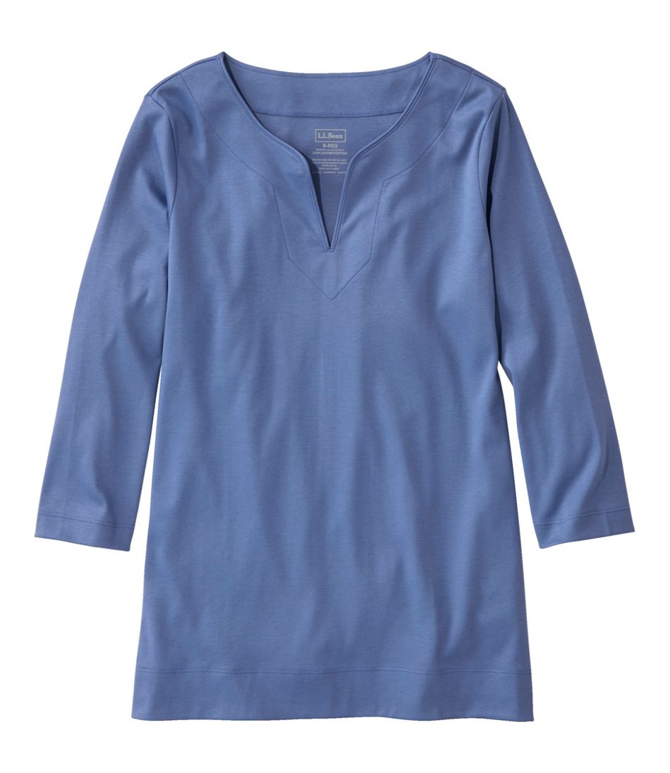Women's Pima Cotton Tunic, Three-Quarter-Sleeve Splitneck | L.L.Bean Exclusive