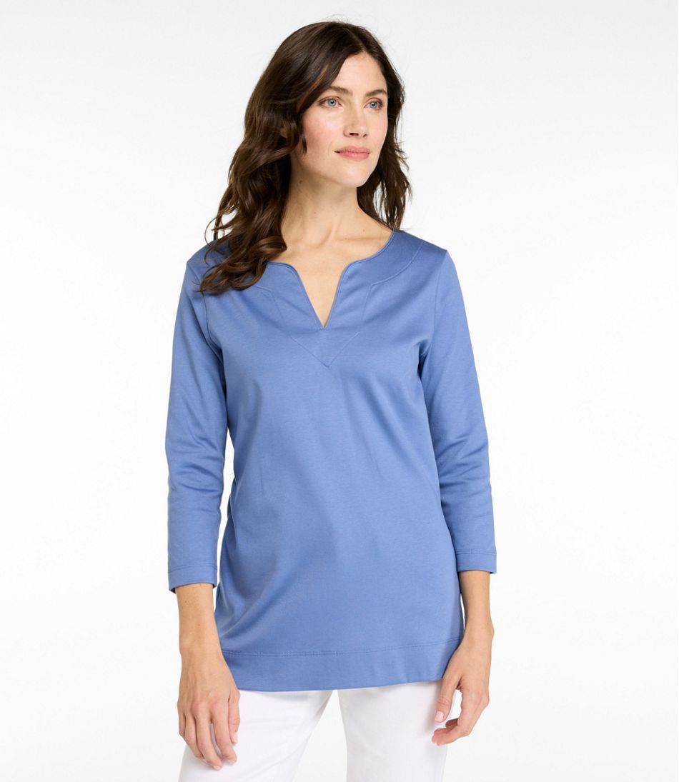 Women's Pima Cotton Tunic, Three-Quarter-Sleeve Splitneck | L.L.Bean Exclusive
