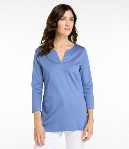 Women's Pima Cotton Tunic, Three-Quarter-Sleeve Splitneck | L.L.Bean Exclusive