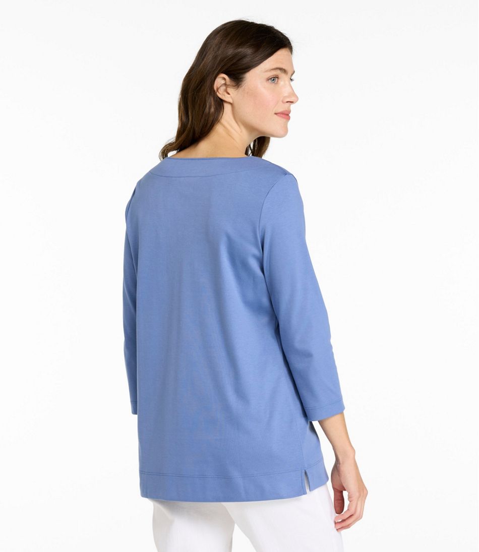Women's Pima Cotton Tunic, Three-Quarter-Sleeve Splitneck | L.L.Bean Exclusive