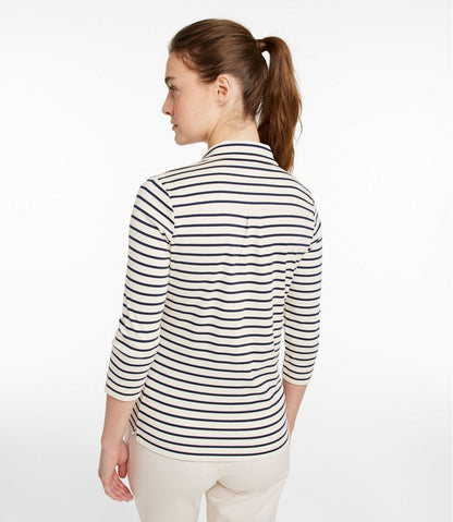 Women's Pima Cotton Tee, Three-Quarter-Sleeve Polo Stripe | L.L.Bean Signature
