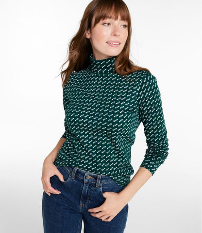 Women's L.L.Bean Interlock Turtleneck, Long-Sleeve Allover Print | L.L.Bean Classic