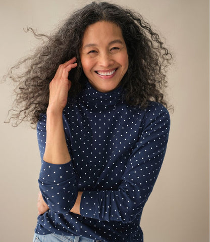Women's L.L.Bean Interlock Turtleneck, Long-Sleeve Allover Print | L.L.Bean Classic