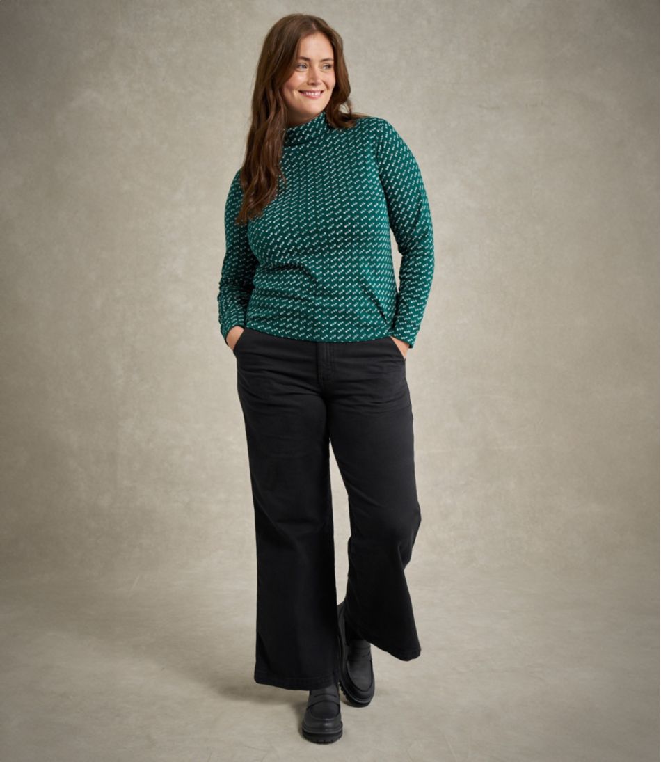 Women's L.L.Bean Interlock Turtleneck, Long-Sleeve Allover Print | L.L.Bean Classic