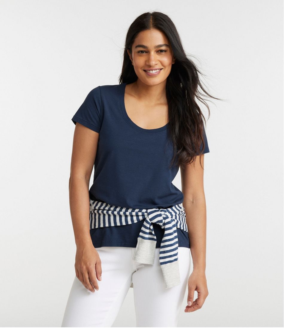Women's Soft Stretch Supima-Blend Tee, Scoopneck Short-Sleeve | L.L.Bean Value