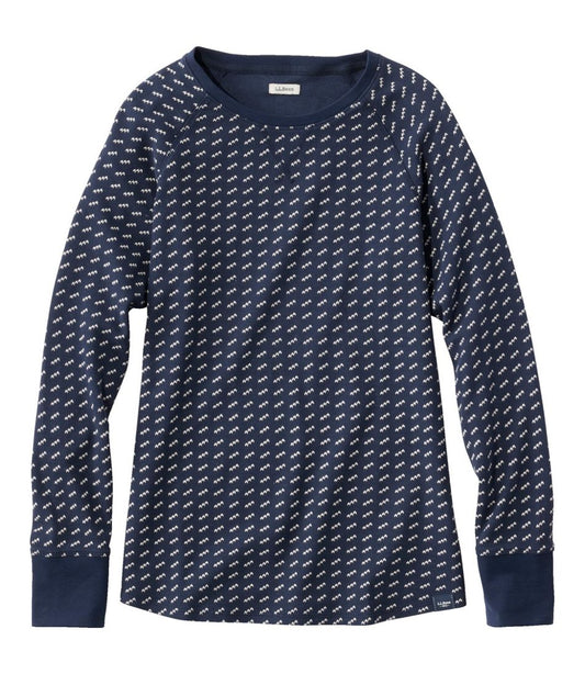 Women's Unshrinkable Mini-Waffle Tee, Long-Sleeve Crewneck Stripe | L.L.Bean Featured