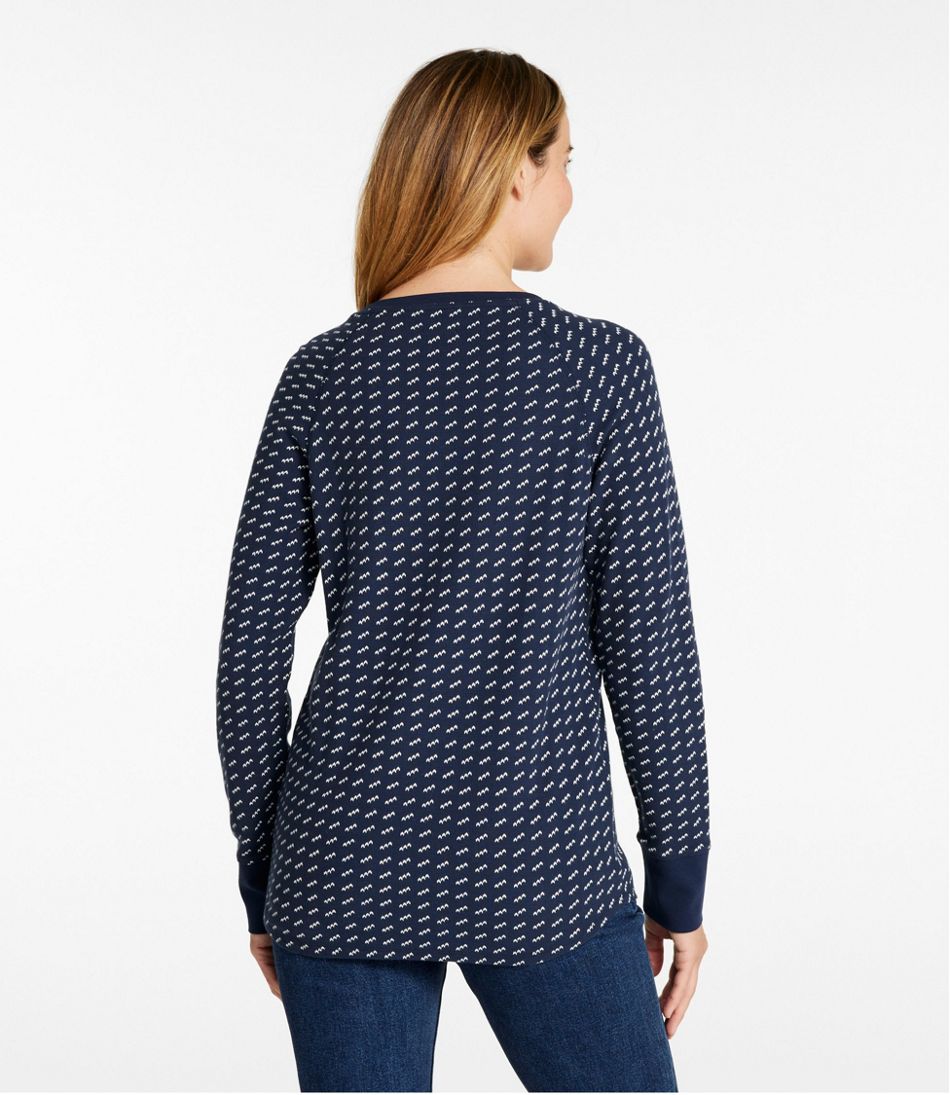 Women's Unshrinkable Mini-Waffle Tee, Long-Sleeve Crewneck Stripe | L.L.Bean Featured
