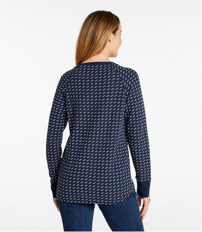 Women's Unshrinkable Mini-Waffle Tee, Long-Sleeve Crewneck Stripe | L.L.Bean Featured
