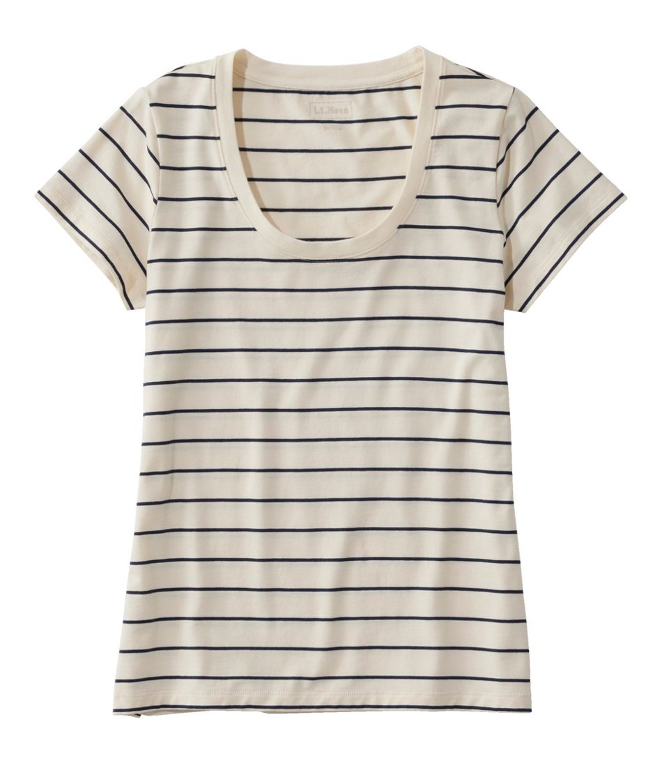 Women's Soft Stretch Supima-Blend Tee, Scoopneck Short-Sleeve Stripe | L.L.Bean Popular