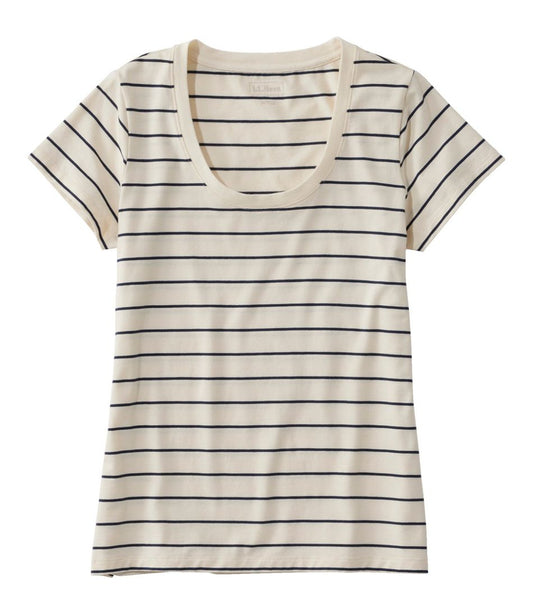 Women's Soft Stretch Supima-Blend Tee, Scoopneck Short-Sleeve Stripe | L.L.Bean Popular