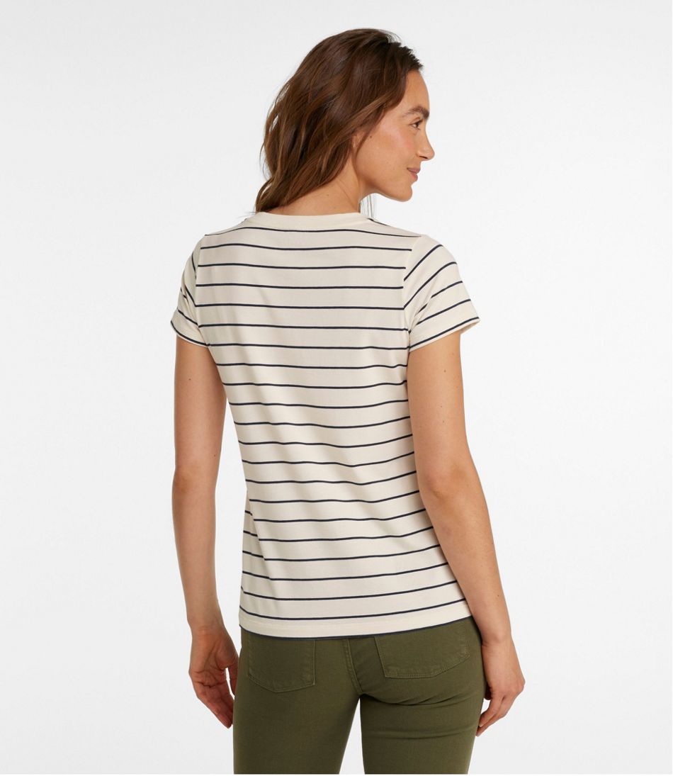Women's Soft Stretch Supima-Blend Tee, Scoopneck Short-Sleeve Stripe | L.L.Bean Popular