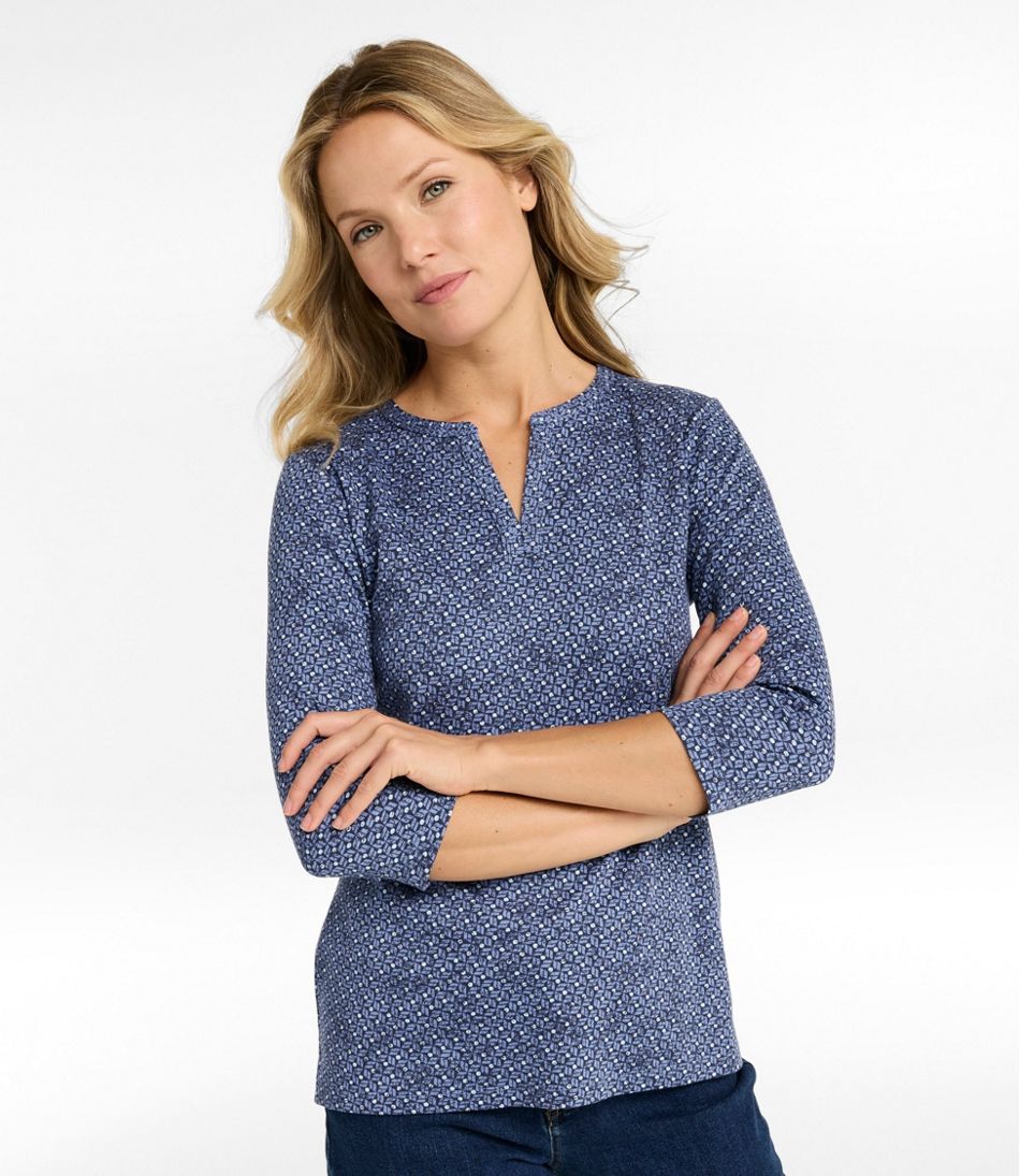Women's L.L.Bean Tee, Three-Quarter-Sleeve Splitneck Tunic Print | L.L.Bean Trending