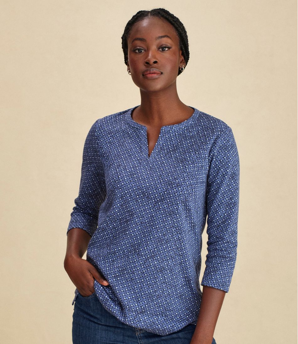 Women's L.L.Bean Tee, Three-Quarter-Sleeve Splitneck Tunic Print | L.L.Bean Trending