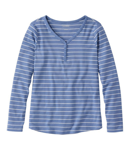 Women's L.L.Bean V-Neck Henley, Long-Sleeve Stripe | L.L.Bean Exclusive