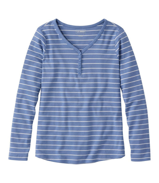 Women's L.L.Bean V-Neck Henley, Long-Sleeve Stripe | L.L.Bean Exclusive