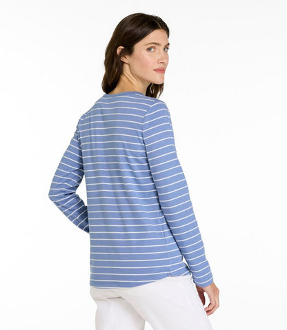 Women's L.L.Bean V-Neck Henley, Long-Sleeve Stripe | L.L.Bean Exclusive