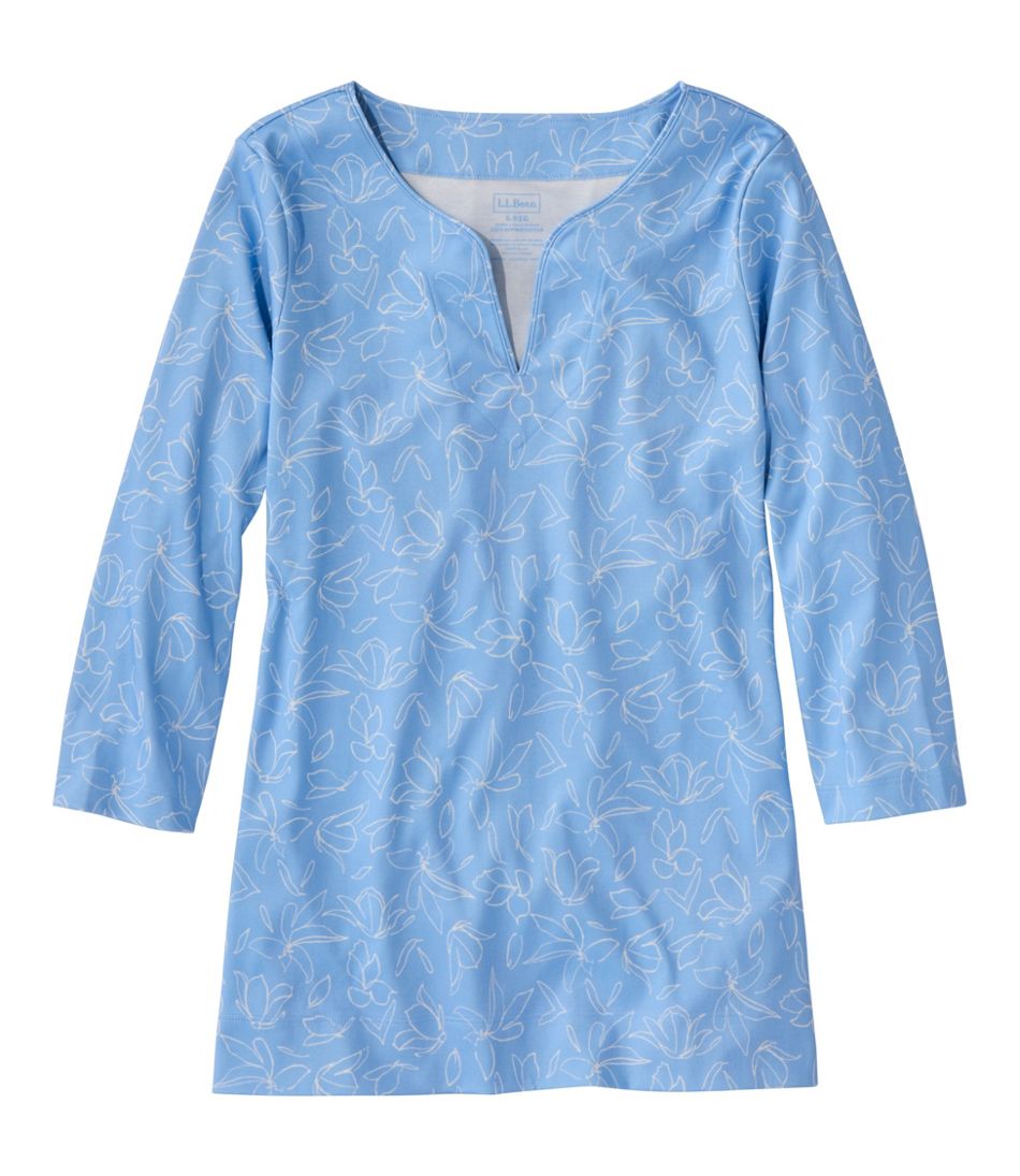 Women's Pima Cotton Tunic, Three-Quarter-Sleeve Splitneck Print | L.L.Bean Signature
