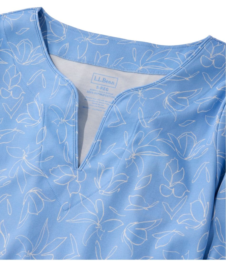Women's Pima Cotton Tunic, Three-Quarter-Sleeve Splitneck Print | L.L.Bean Signature