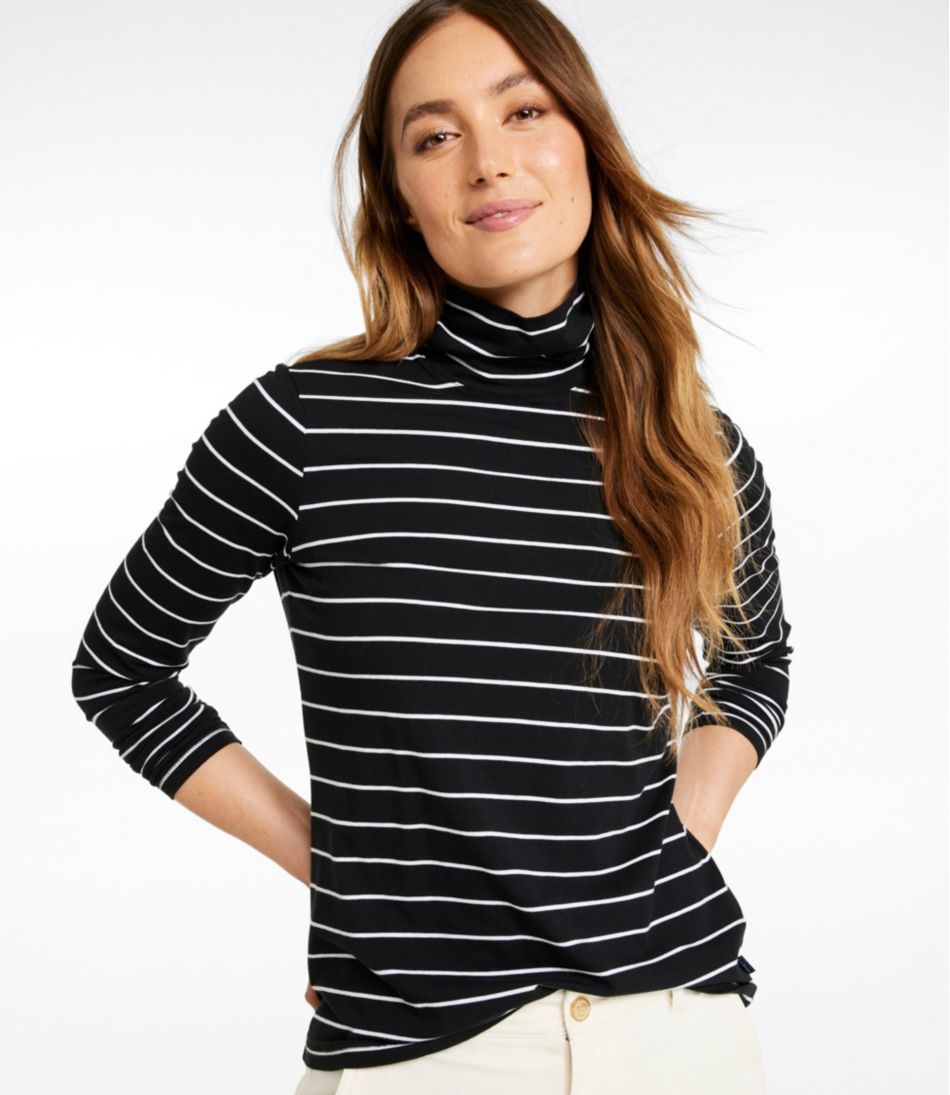 Women's Soft Stretch Supima-Blend Tee, Turtleneck Stripe | L.L.Bean Classic