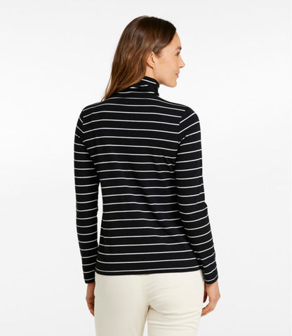 Women's Soft Stretch Supima-Blend Tee, Turtleneck Stripe | L.L.Bean Classic