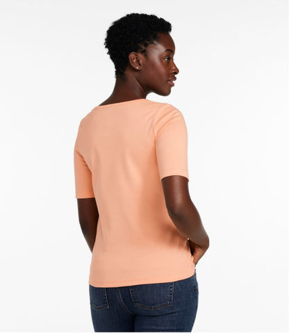 Women's Pima Cotton Tee, Soft Squareneck Elbow-Sleeve | L.L.Bean Essential