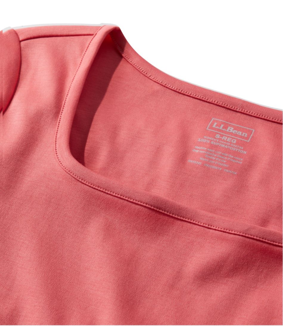 Women's Pima Cotton Tee, Soft Squareneck Elbow-Sleeve | L.L.Bean Essential