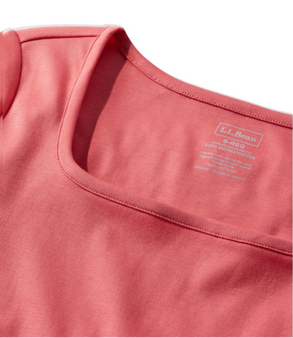 Women's Pima Cotton Tee, Soft Squareneck Elbow-Sleeve | L.L.Bean Essential