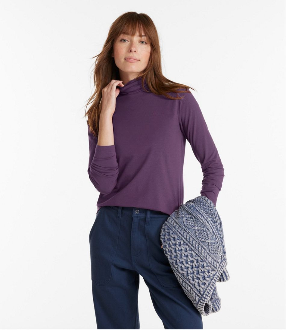 Women's Soft Stretch Supima-Blend Tee, Turtleneck | L.L.Bean Great Value